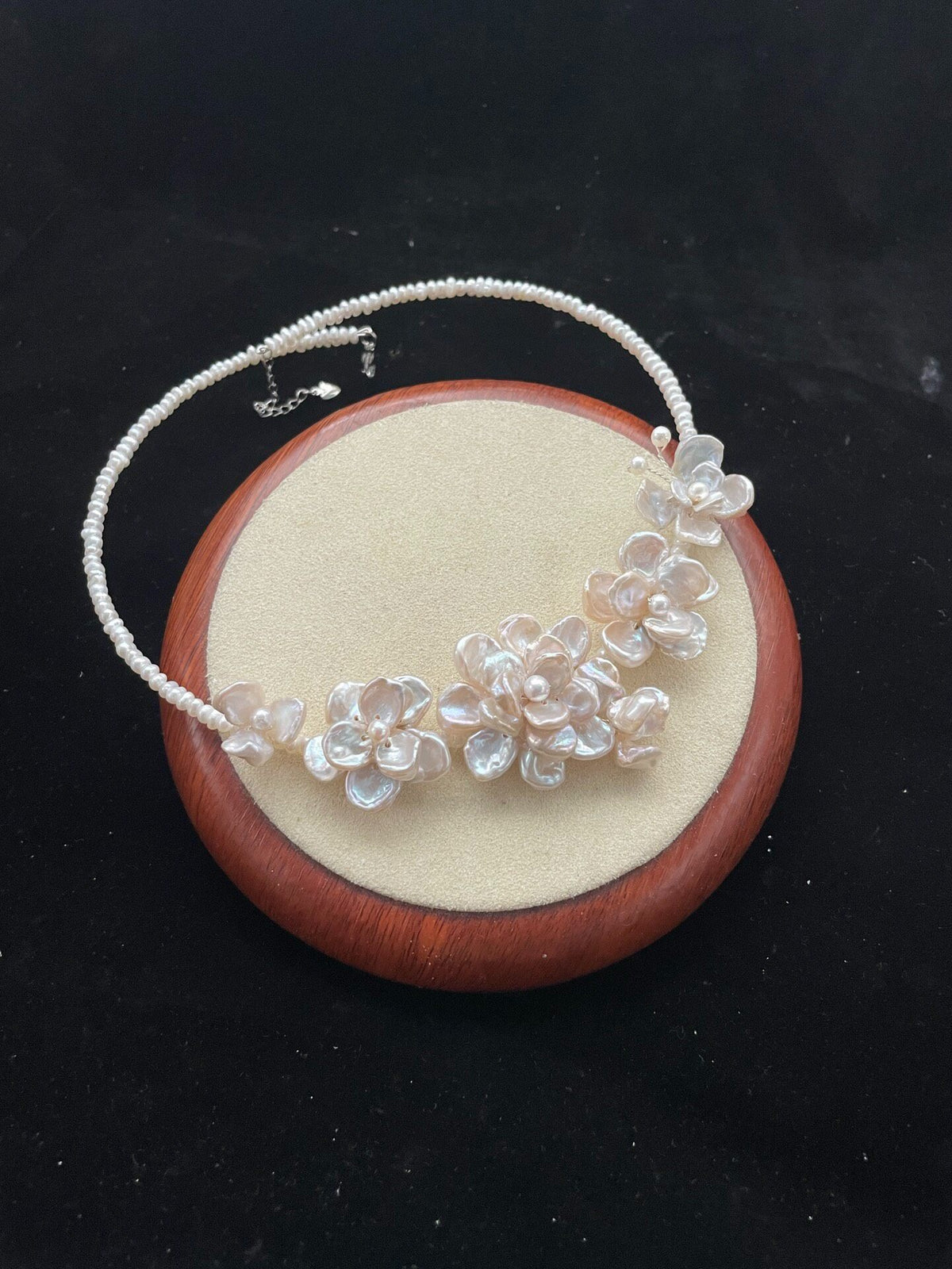 Natural Pearl Choker Floral Baroque Necklace