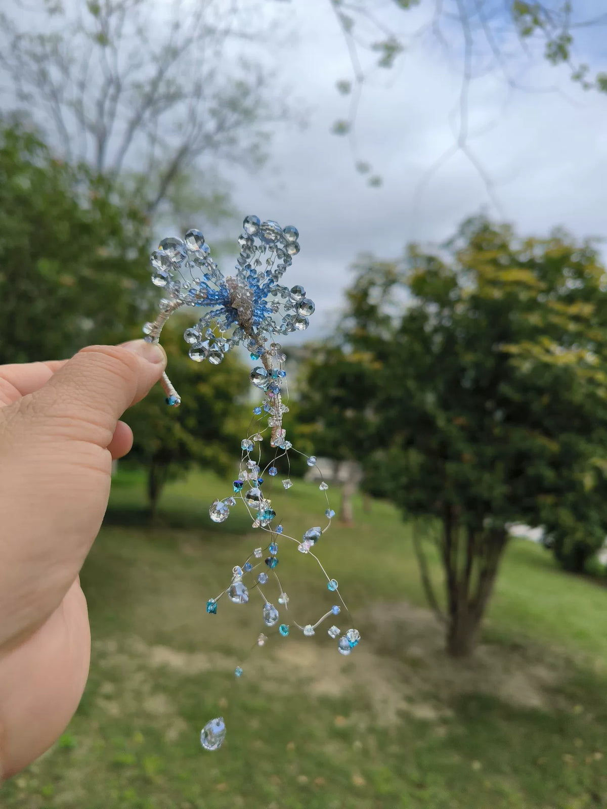 Blauw Kristal Vlinder Tassel Ear Cuff
