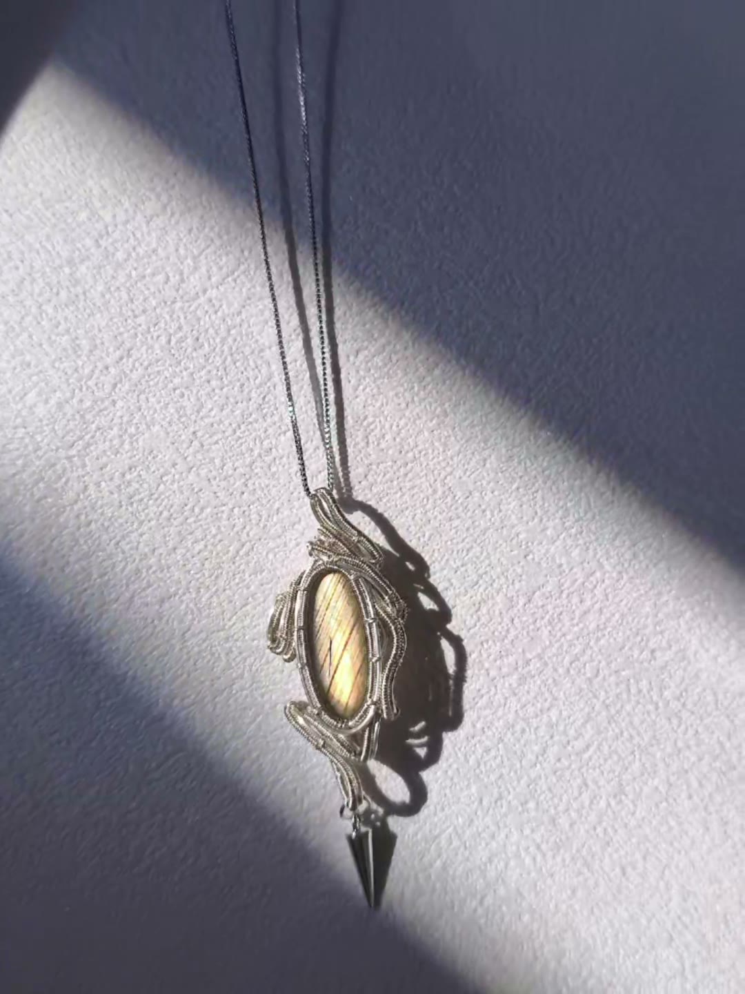Handmade Labradorite Wire Wrap Pendant Necklace