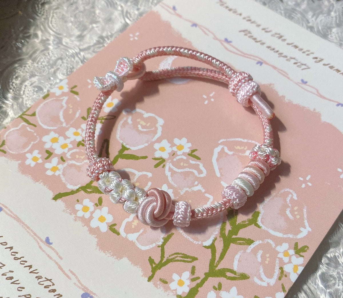 Mini Bow Knot Bracelet Pastel Pink White
