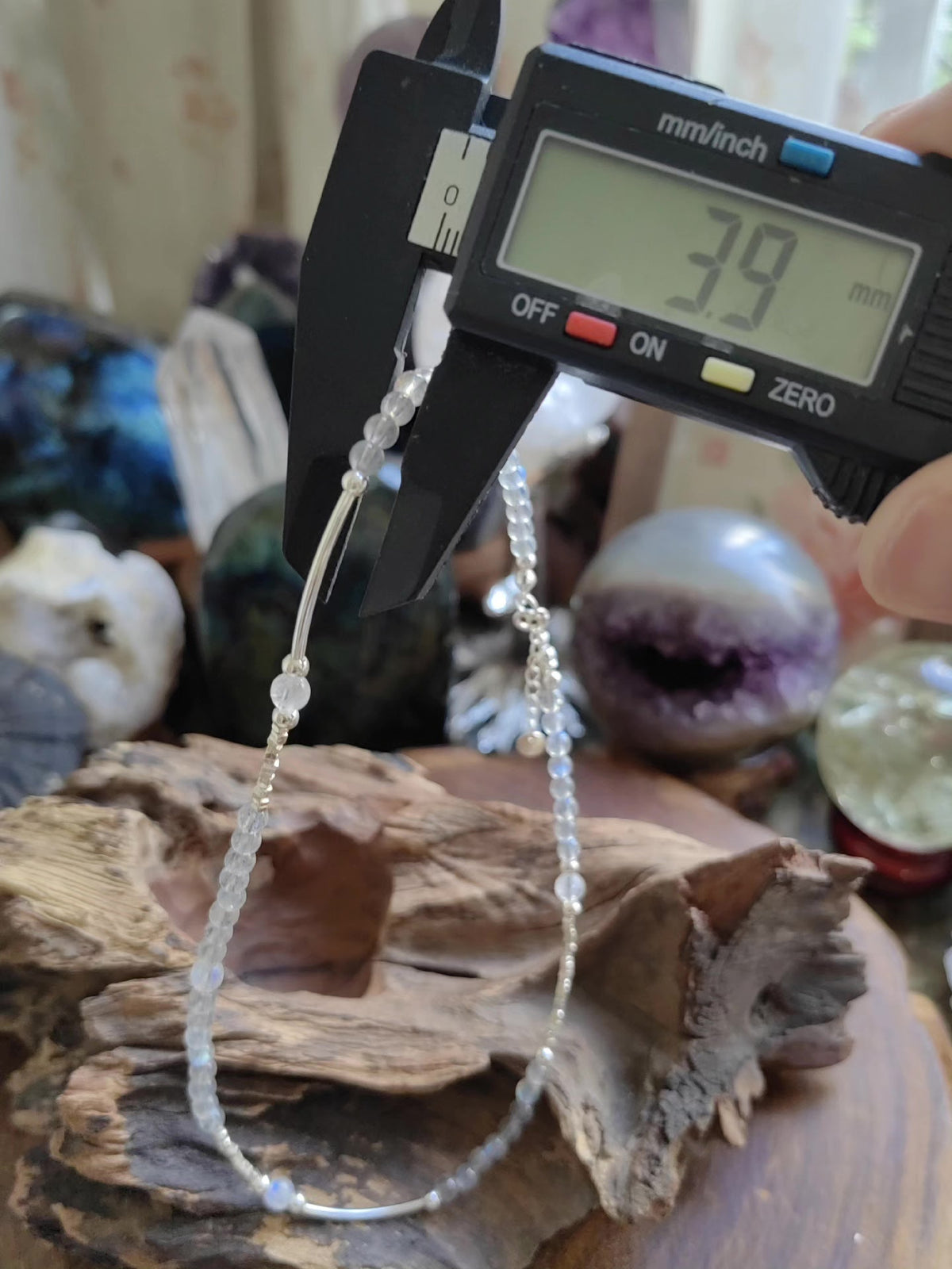 Grauer Mondstein und blauer Labradorit Armband in Silber