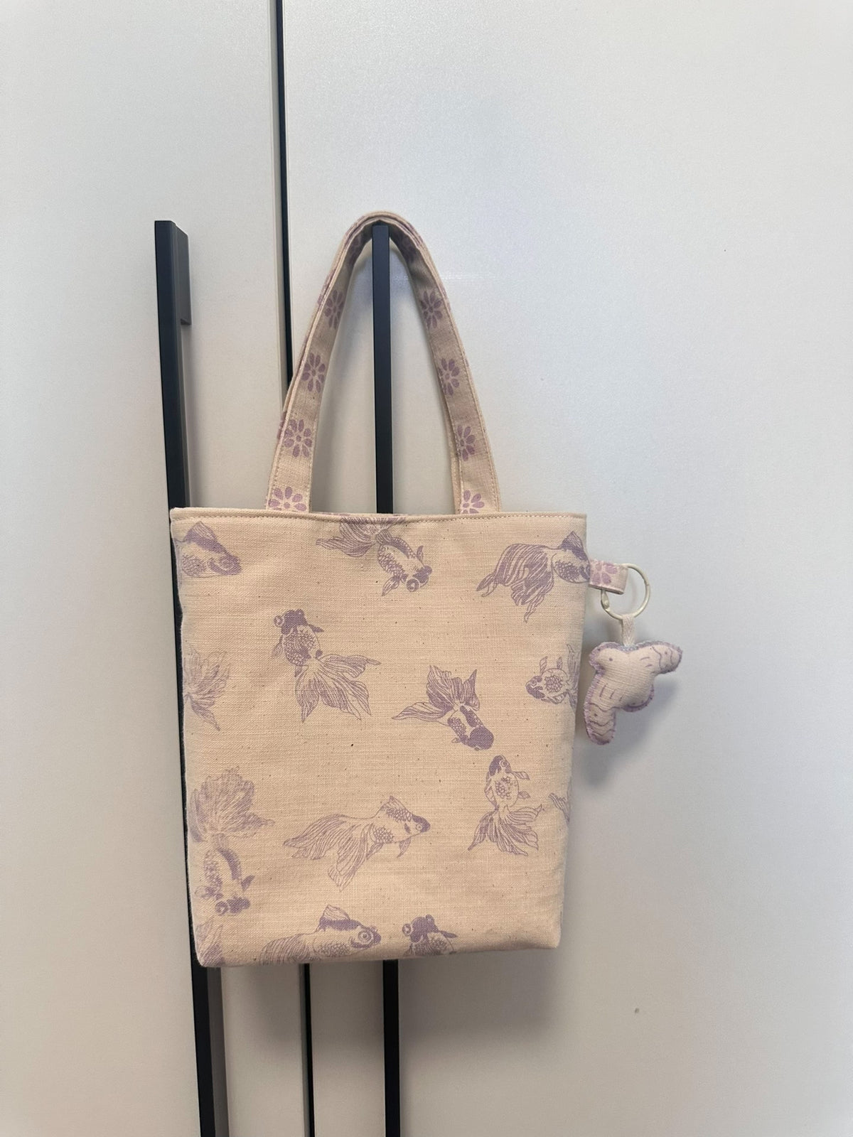 Handmade Purple Goldfish Pattern Tote Bag