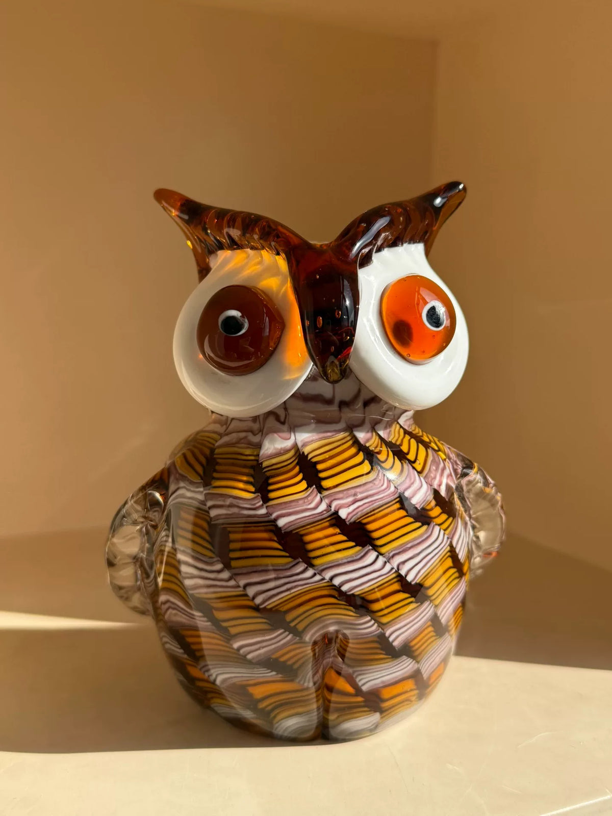 Handgefertigte Glaseneulenfigur 16cm