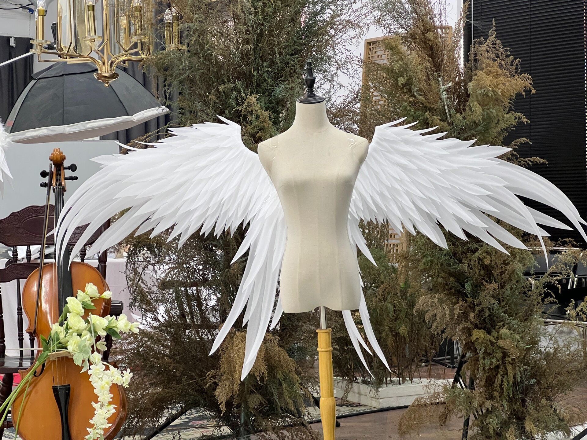 Large Electric Cosplay Wings with Foam Feathers and Wire Frame