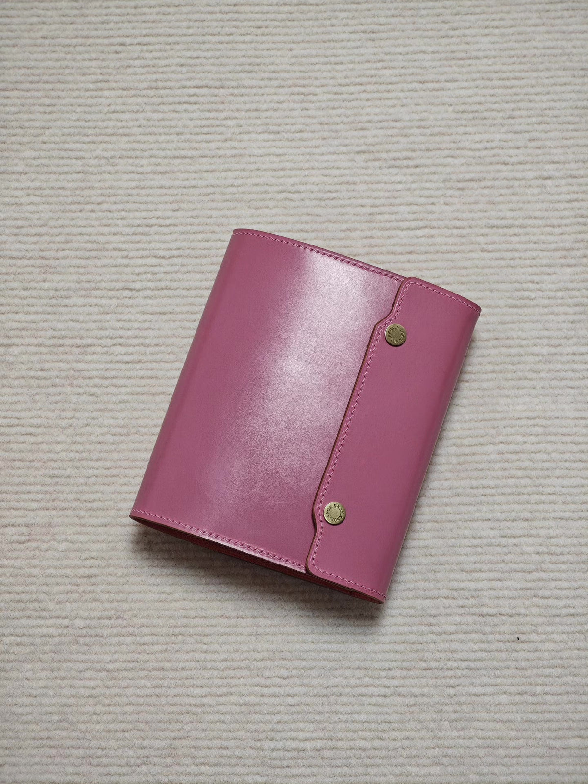 A7 Knox Trifold Notebook Cover Pink Bridle Leather