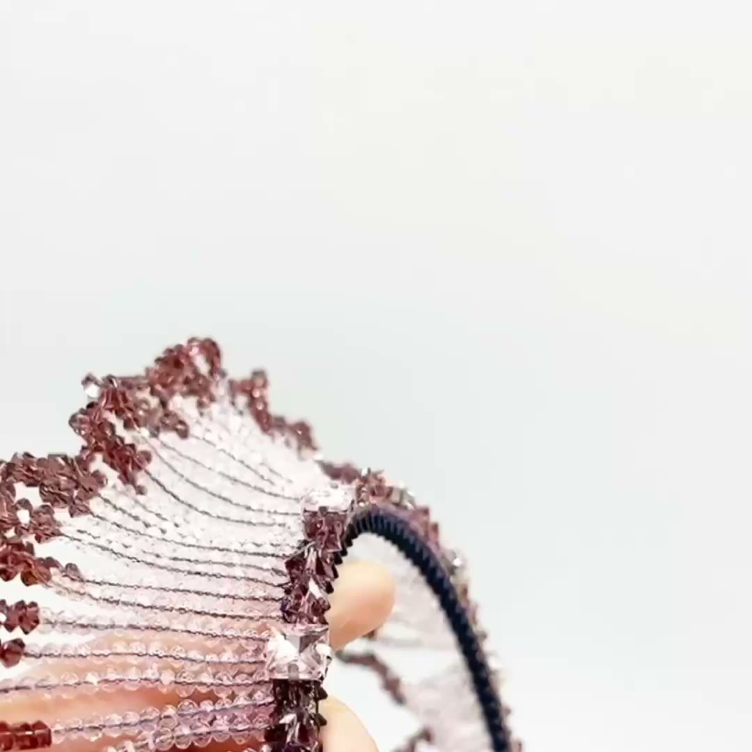 Crystal Beaded Fan Shape Headband Hair Accessory