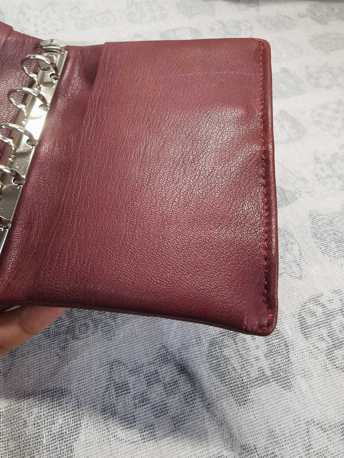 Wine Goat Leather Cross Stitch M5 Binder