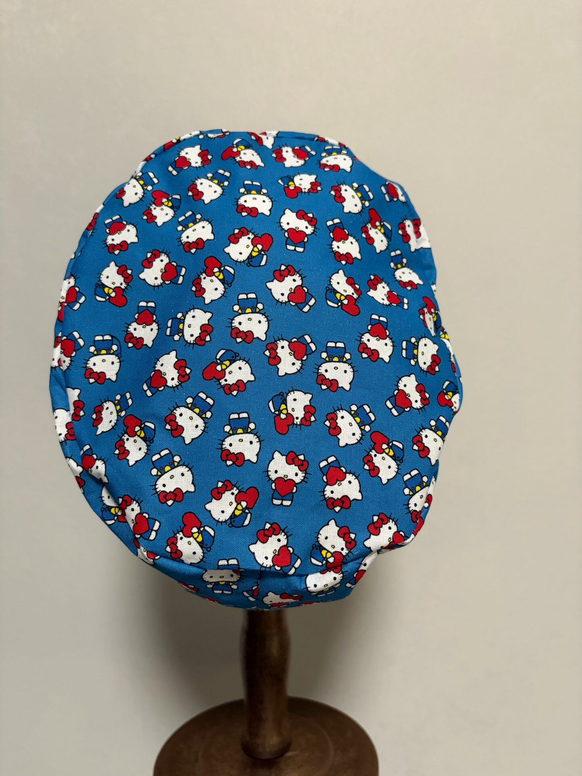 Deep Blue Kitty Print Cotton Scrub Cap