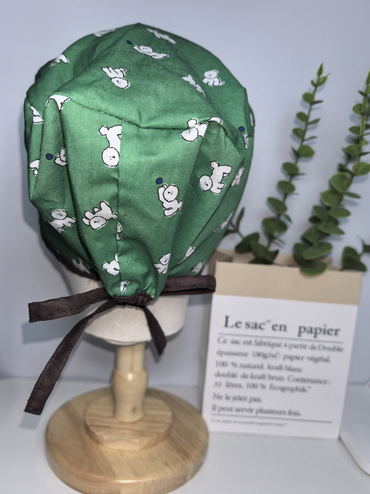 Cotton Surgical Cap with Puppy Print