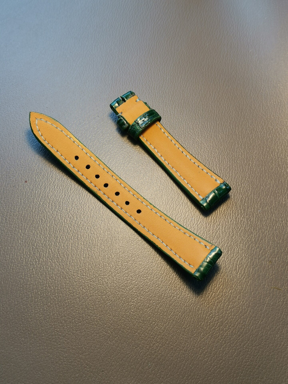 Handmade Crocodile Leather Watch Strap Green