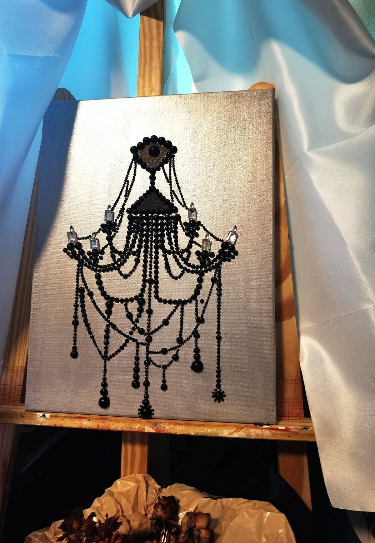 Black Pearl Chandelier Wall Art Canvas