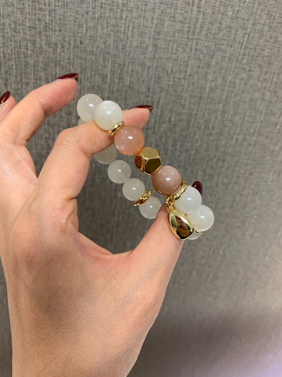 White Moonstone Orange Crystal Bracelet
