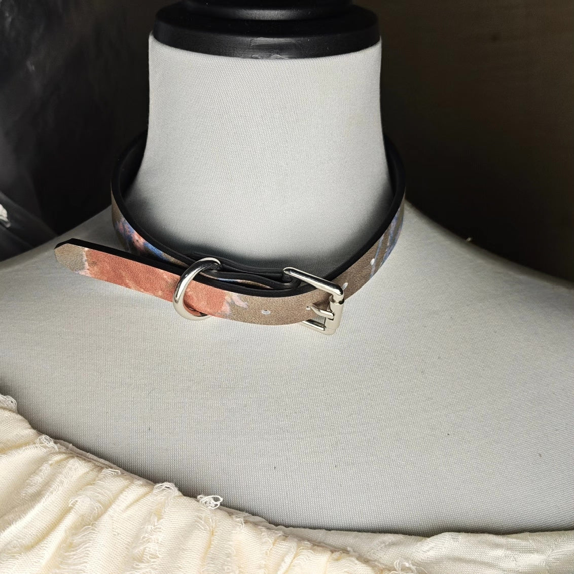 Handmade Leather Choker Bamboo Texture