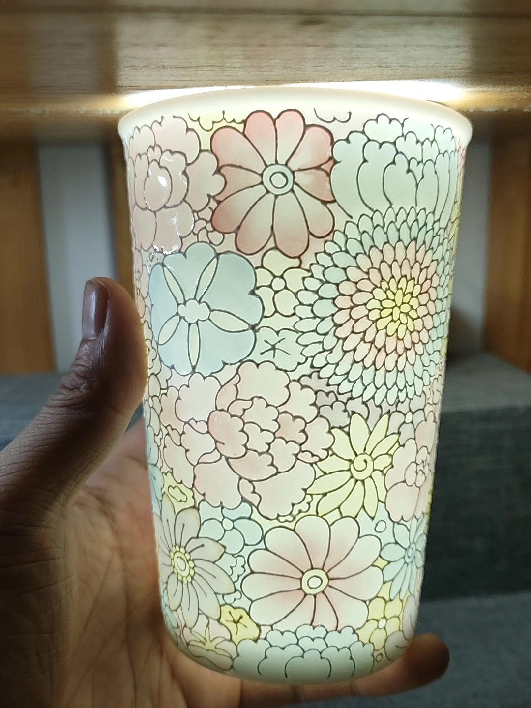 Jingdezhen Hand Painted Floral Porcelain Tall Mug
