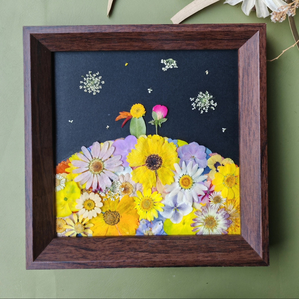 Pressed Flower Planet Wooden Frame Art