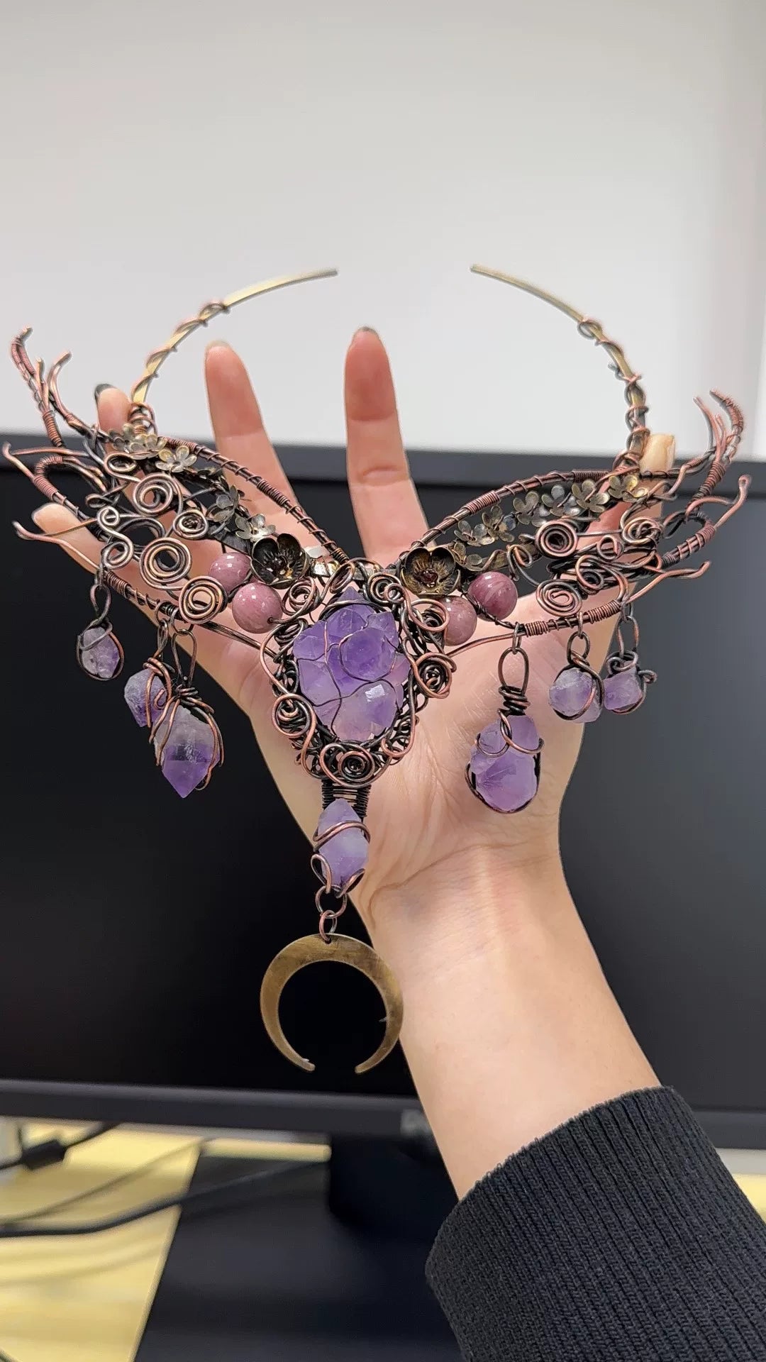 Handgemaakte Koperen Draad Amethist Tribale Halsband