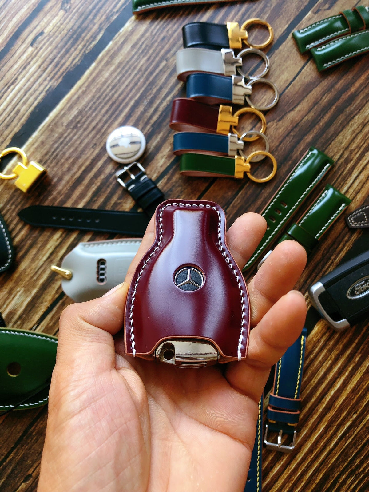 Handcrafted Cordovan Leather Mercedes Key Case