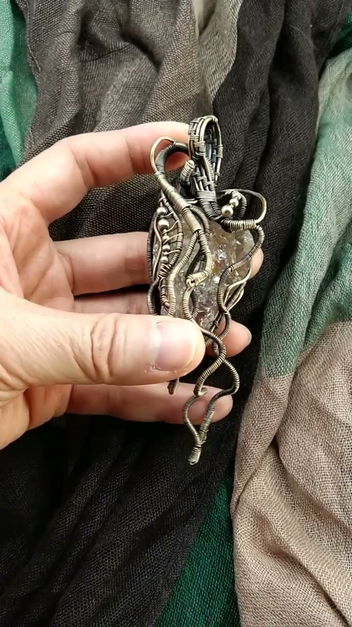 Cthulhu Spirit Quartz Wire Wrapped Pendant