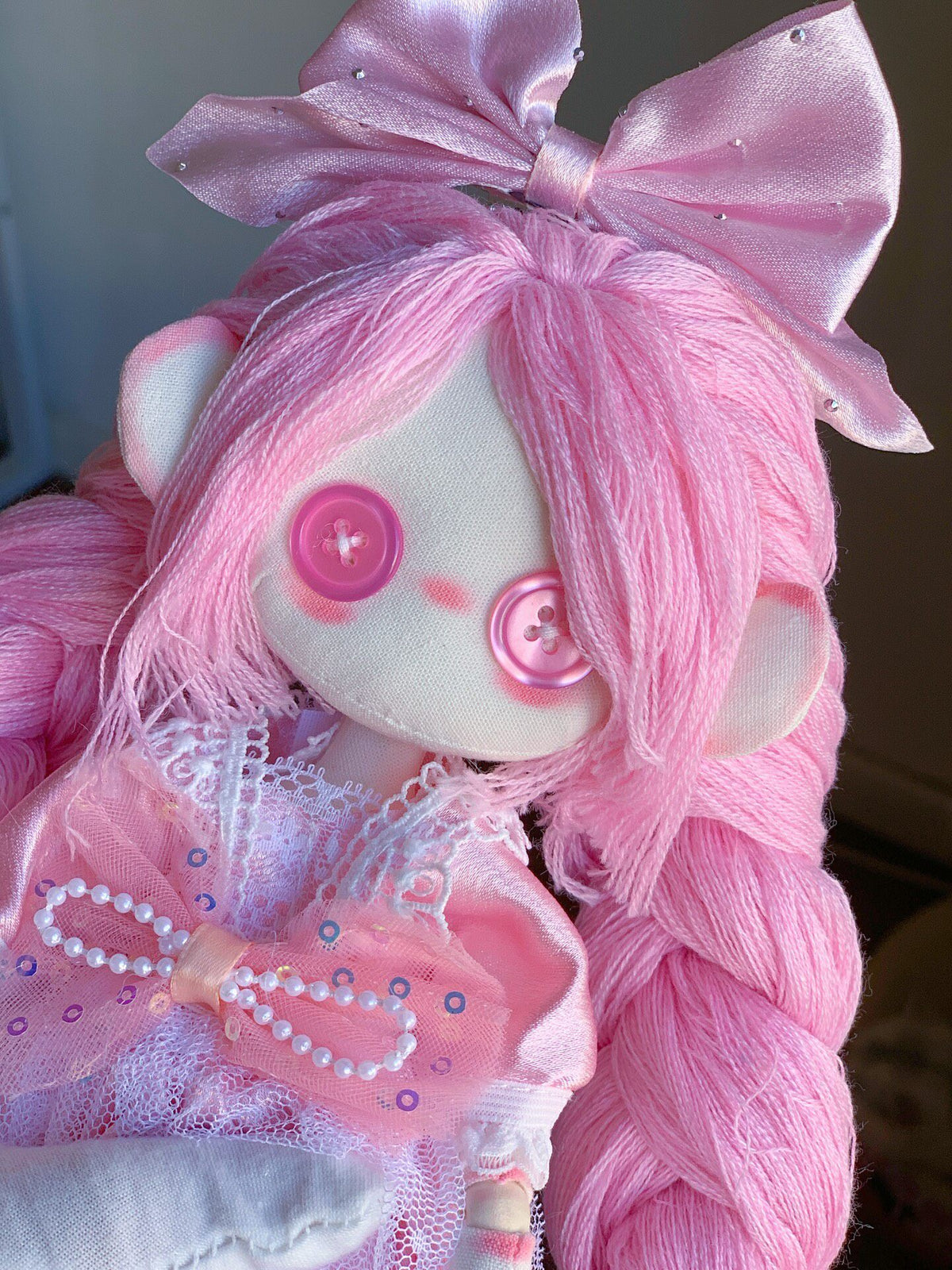 Handmade Pink Yarn Braided Cloth Doll