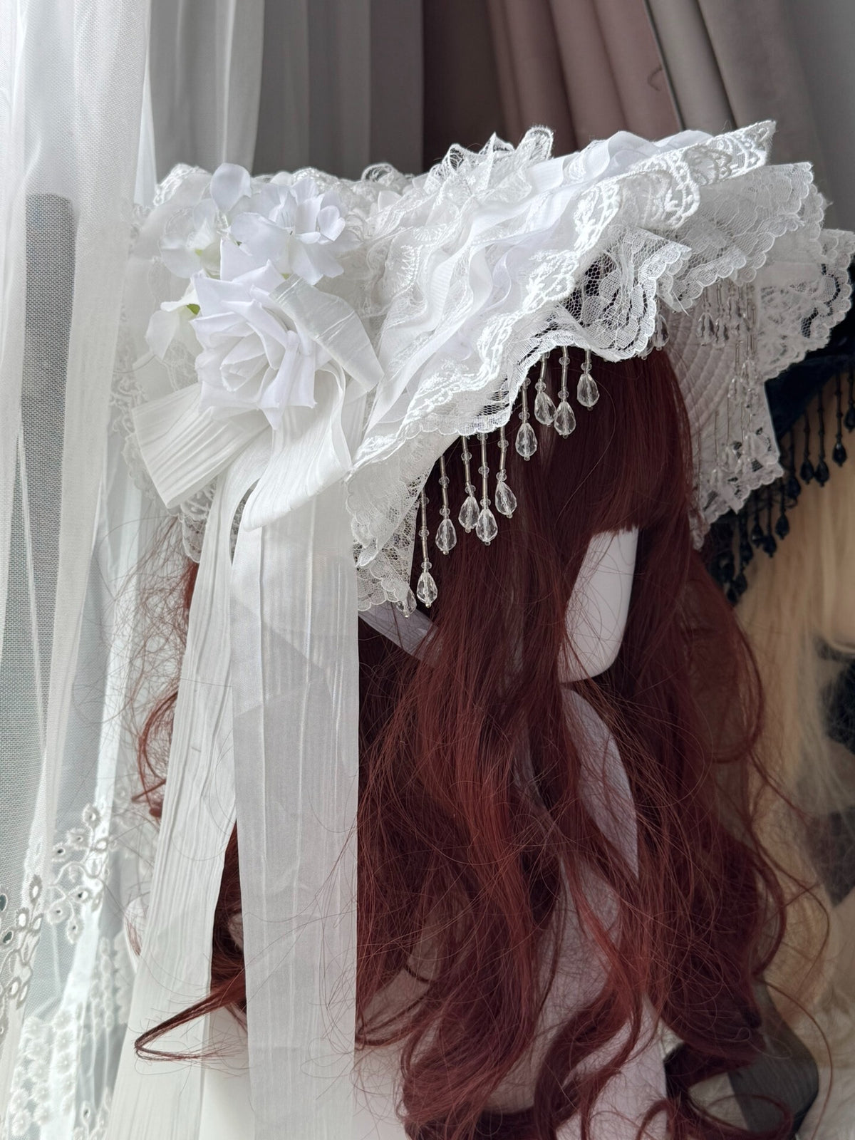 Handcrafted Gothic Lolita White Widow Hat