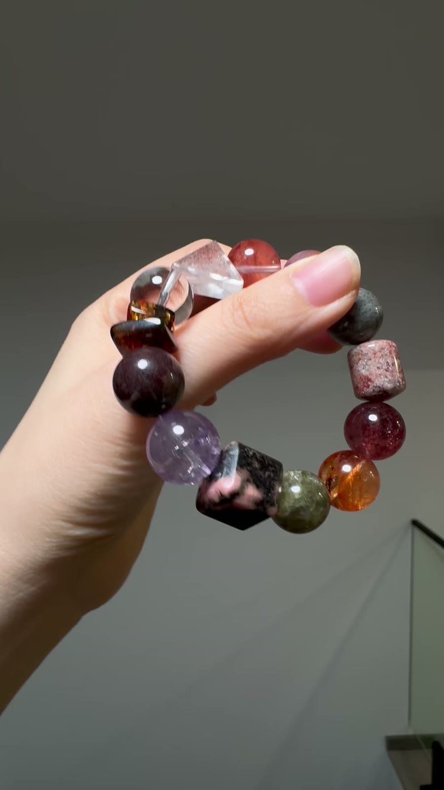 Amethyst Phantom Quartz Mixed Bead Bracelet