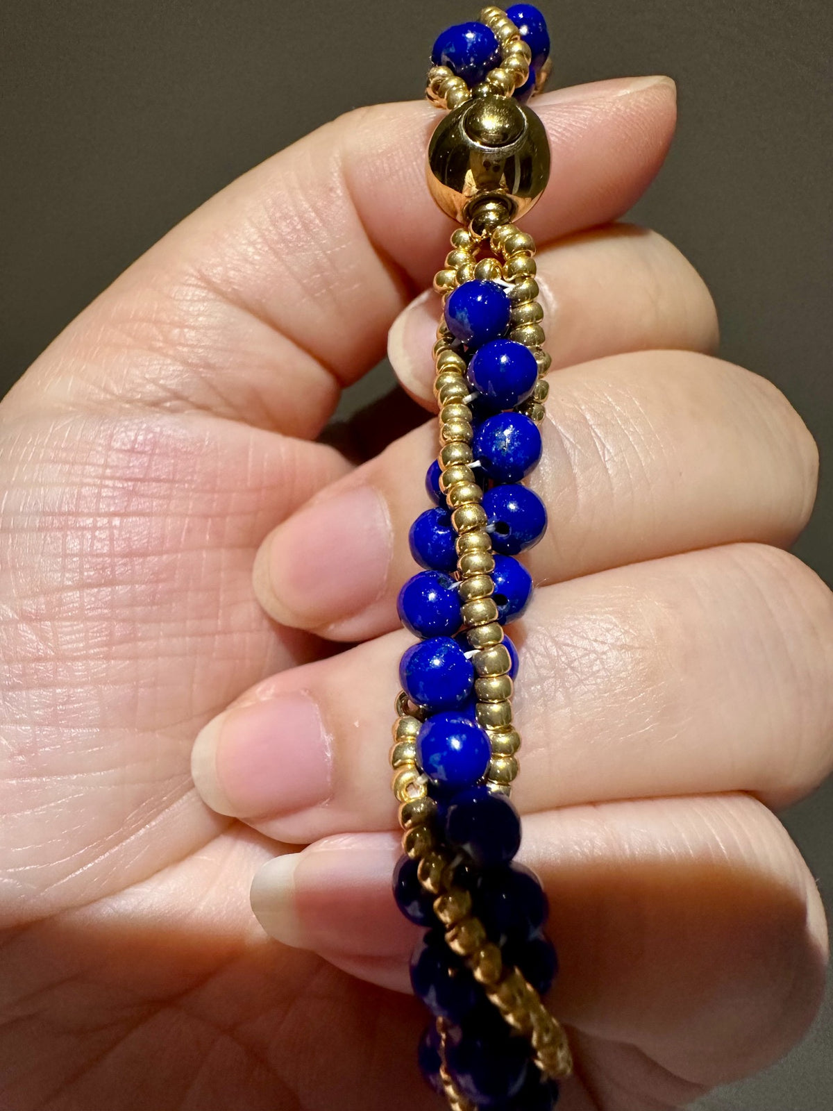 Lapis Lazuli Spiral Seed Bead Bracelet