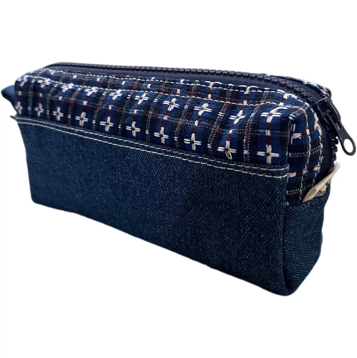 Kreuzstich-Karo- und Denim-Etui