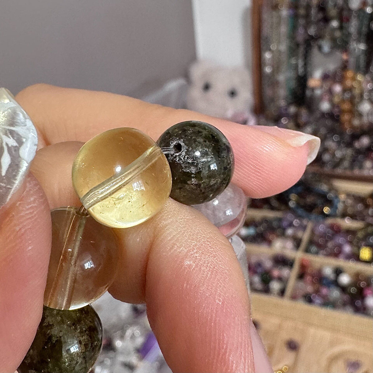 Lemon Quartz Tsavorite White Phantom Bracelet