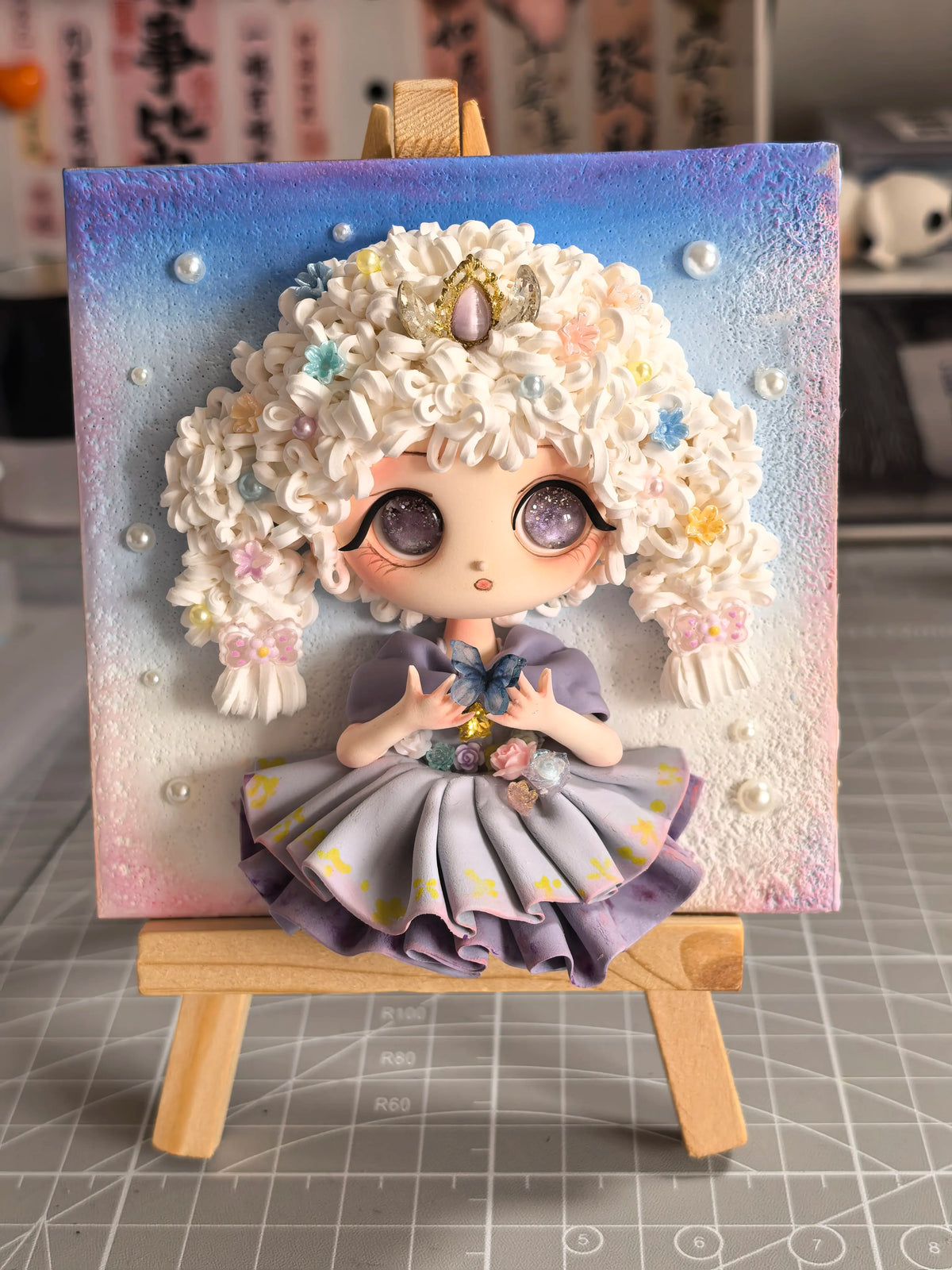 Handmade Clay Doll Butterfly Dress 10 cm