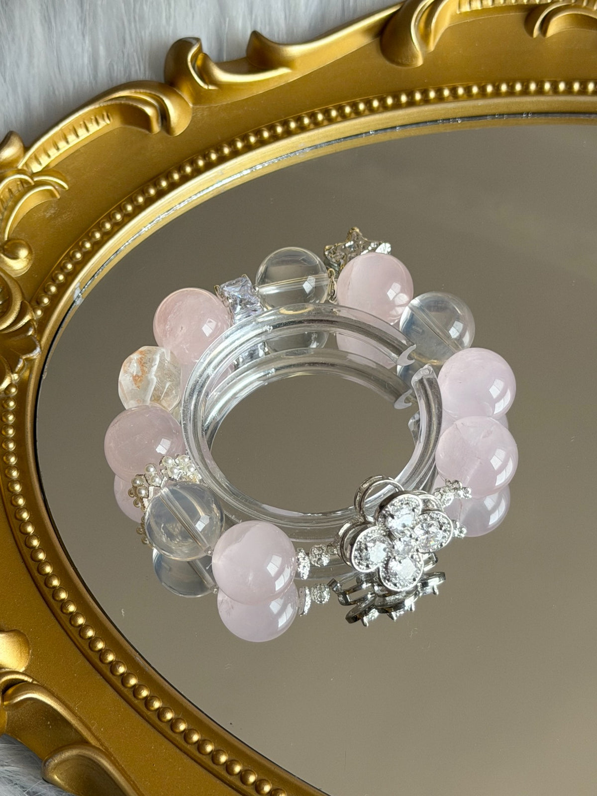 Bracciale in Cristallo di Quarzo Rosa Naturale 16mm
