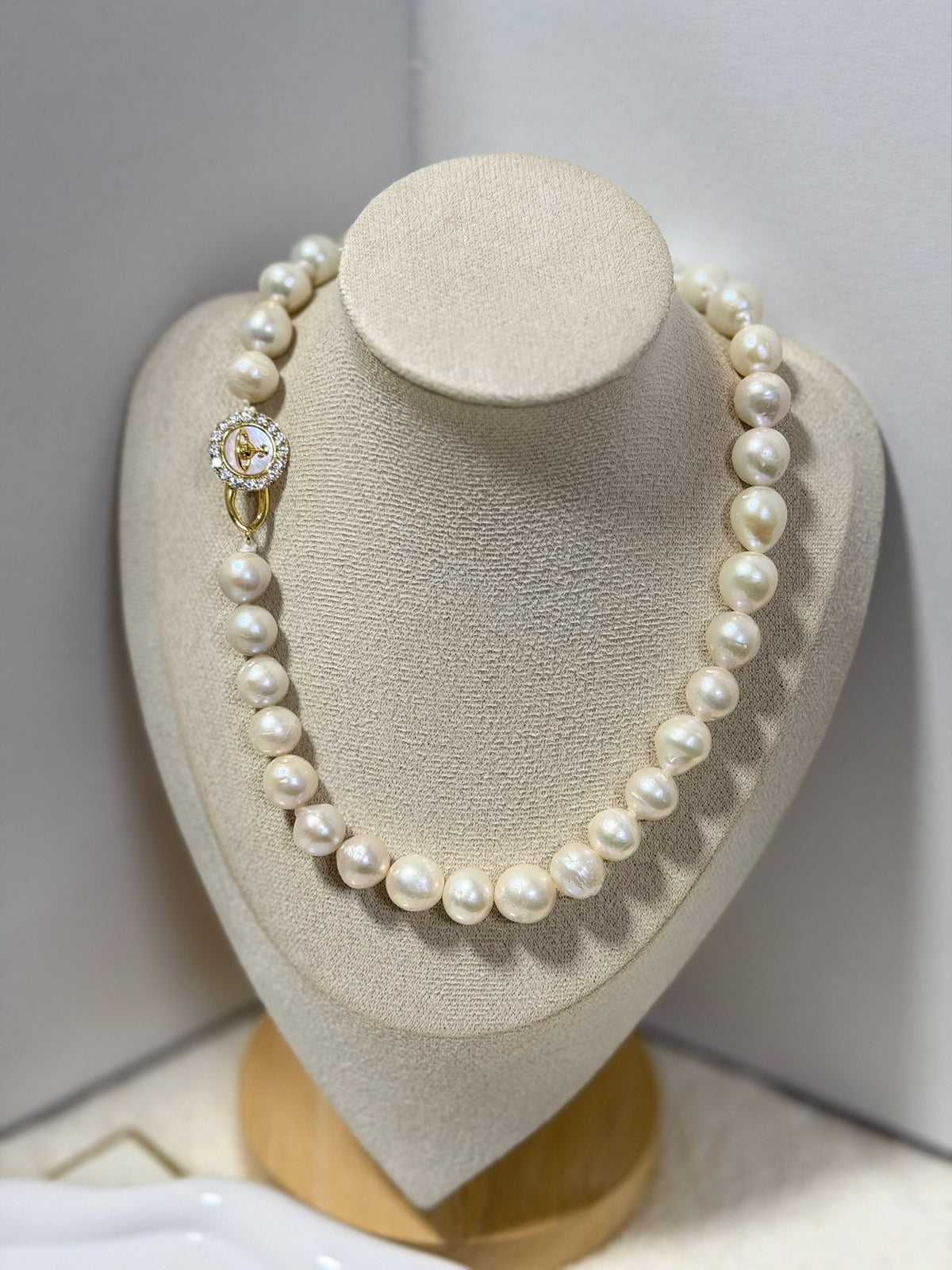 Collana con Perle Barocco d'Acqua Dolce Bianco Caldo