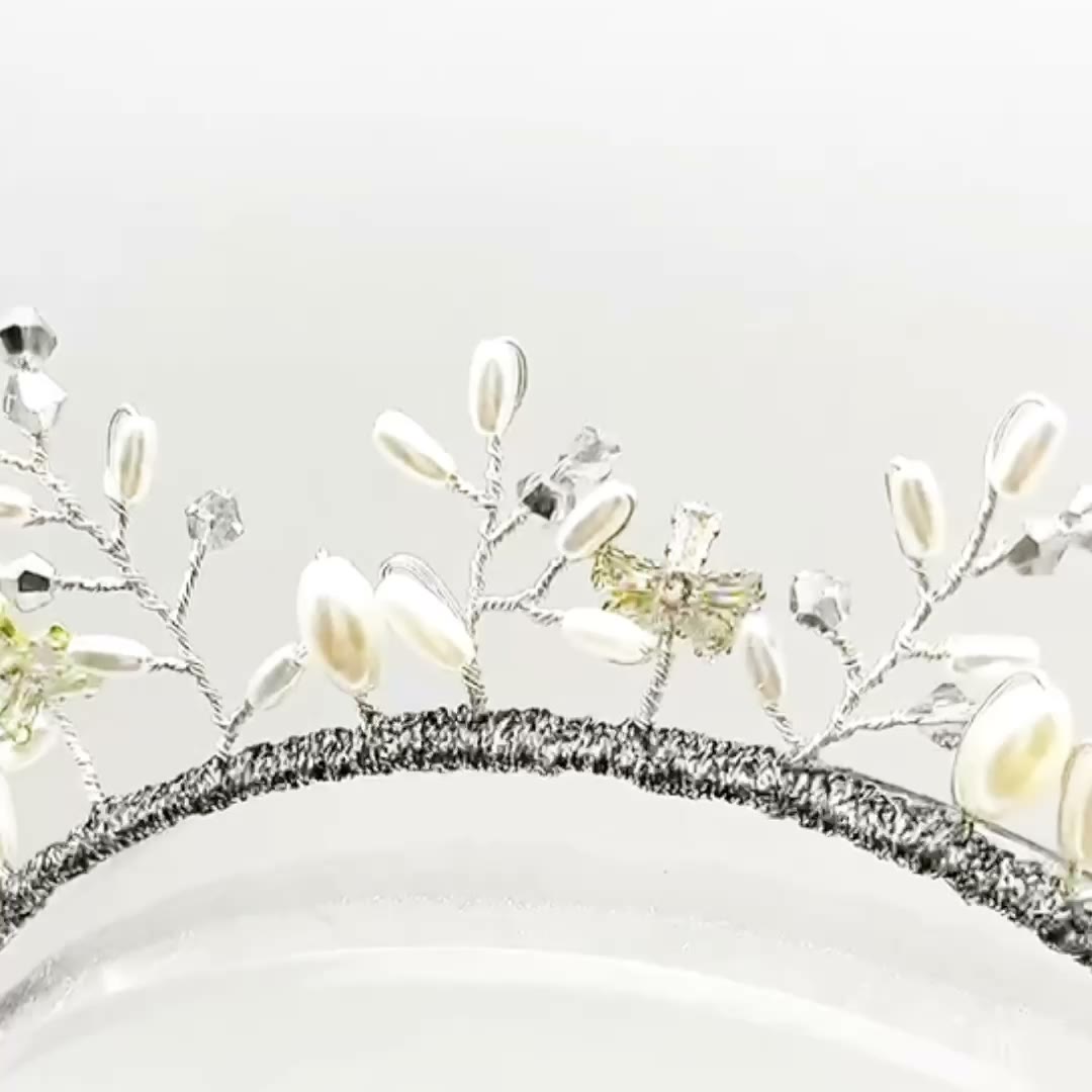 Pearl Crystal Floral Headband Earrings Set