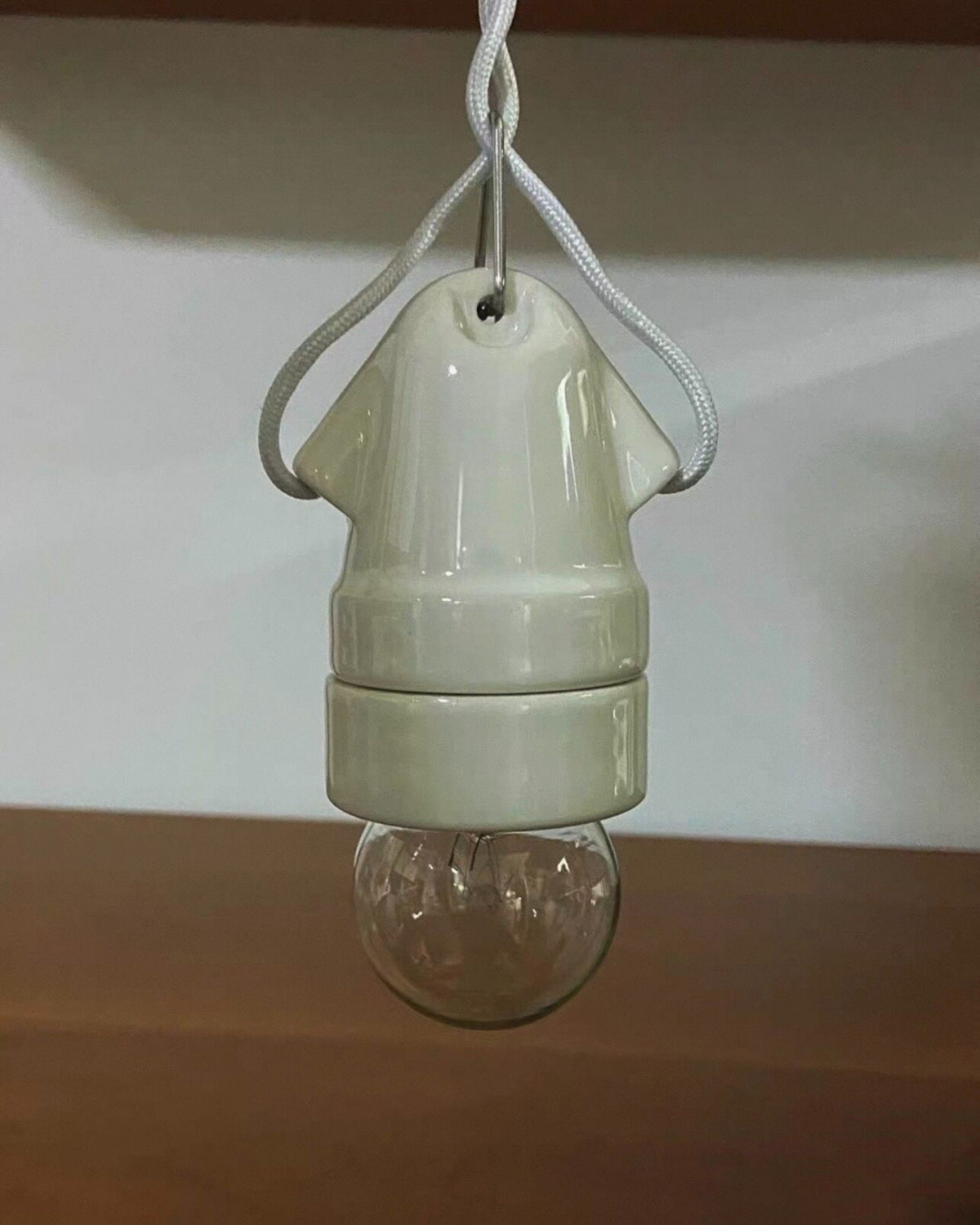 Ceramic Pendant Light with Fabric Cord