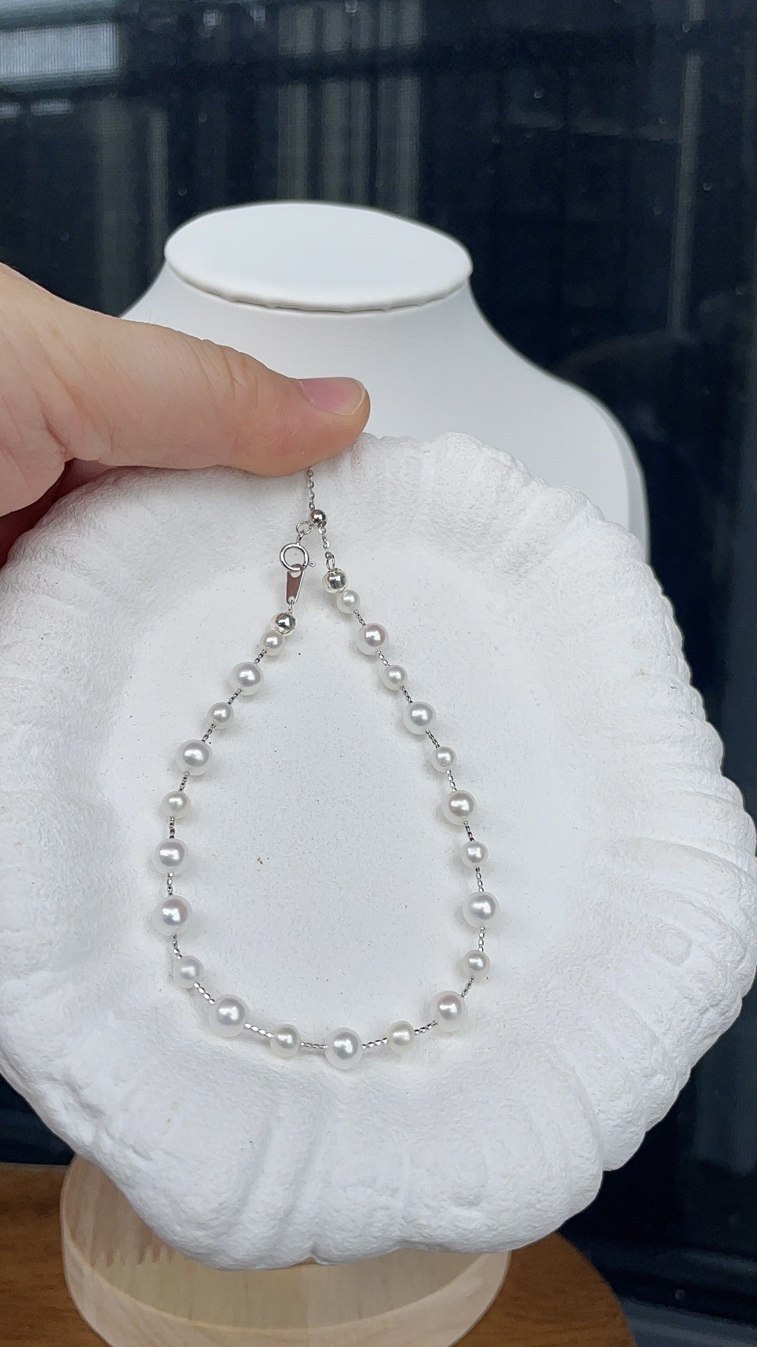S925 Silber Süßwasserperlen-Armband