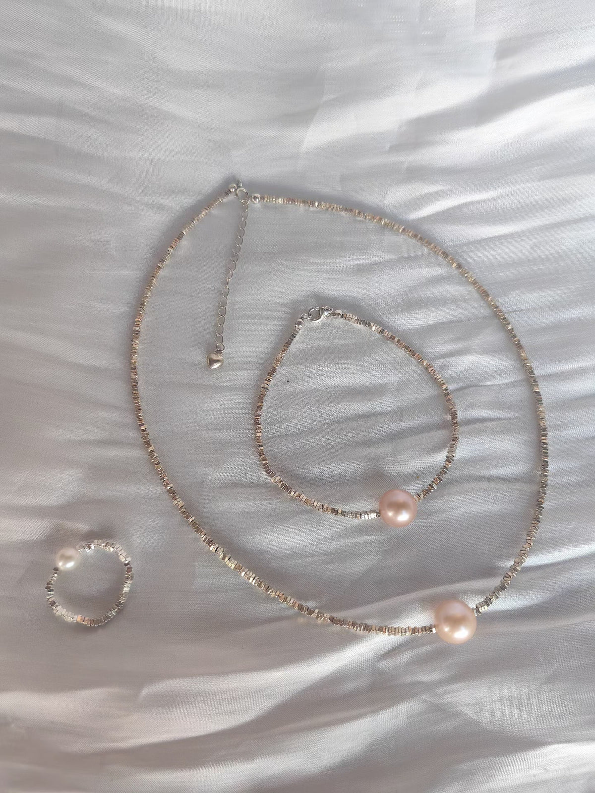 Ensemble de bijoux en perles d'eau douce naturelles et argent S925