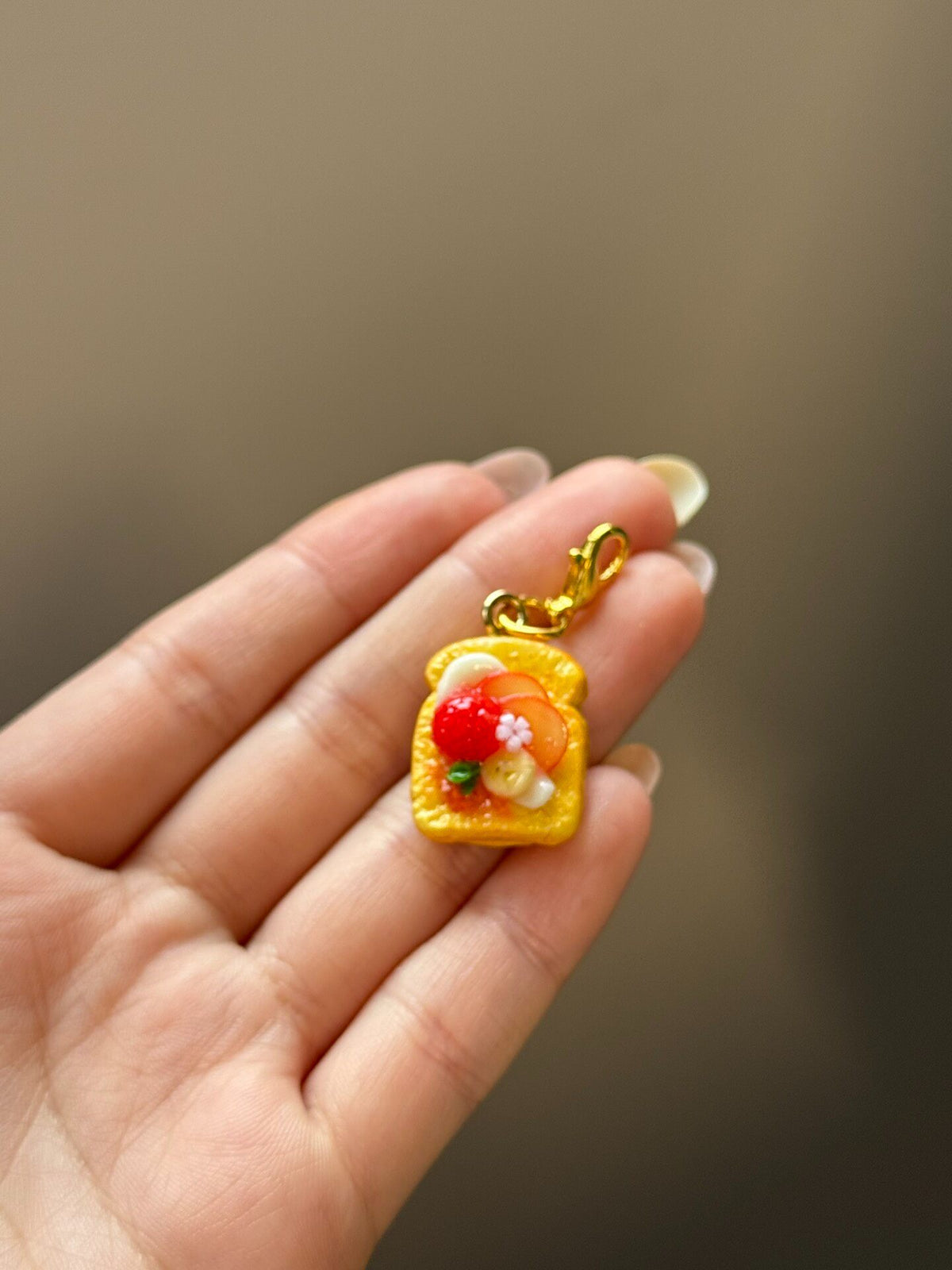 Miniature Clay Fruit Toast Charm