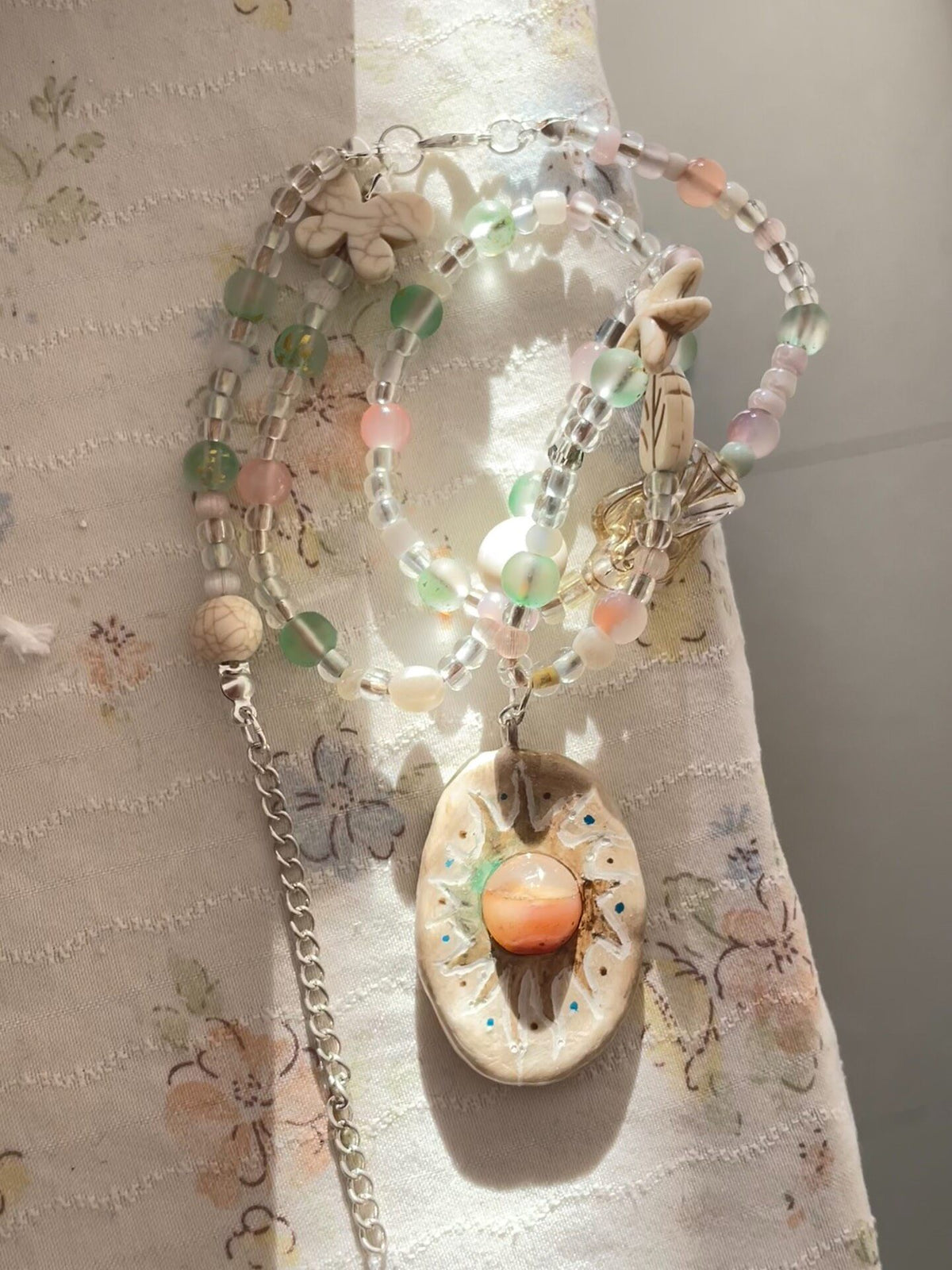 Handmade Agate Stone Clay Necklace