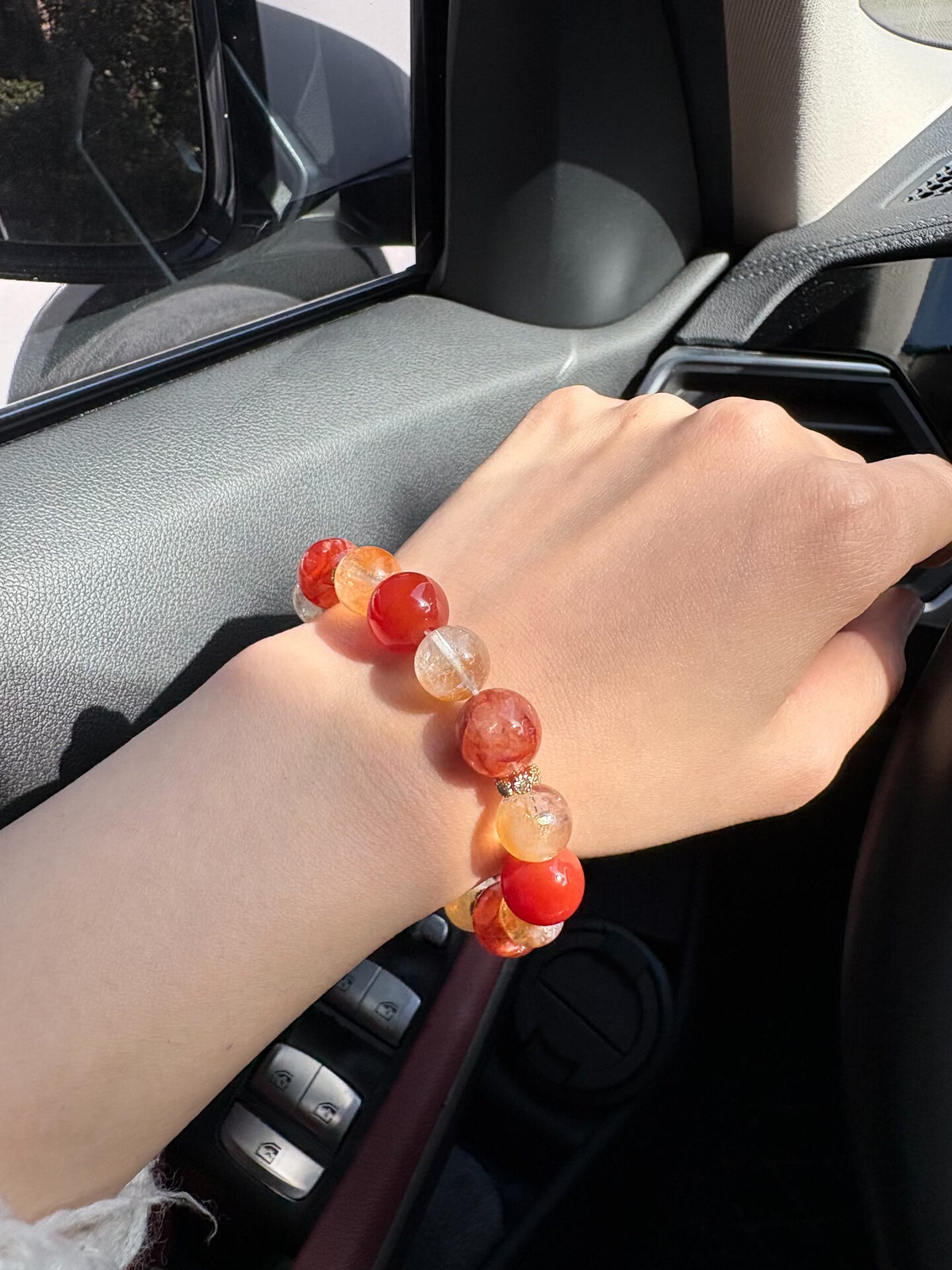 Yellow Tower Crystal Red Agate Bracelet