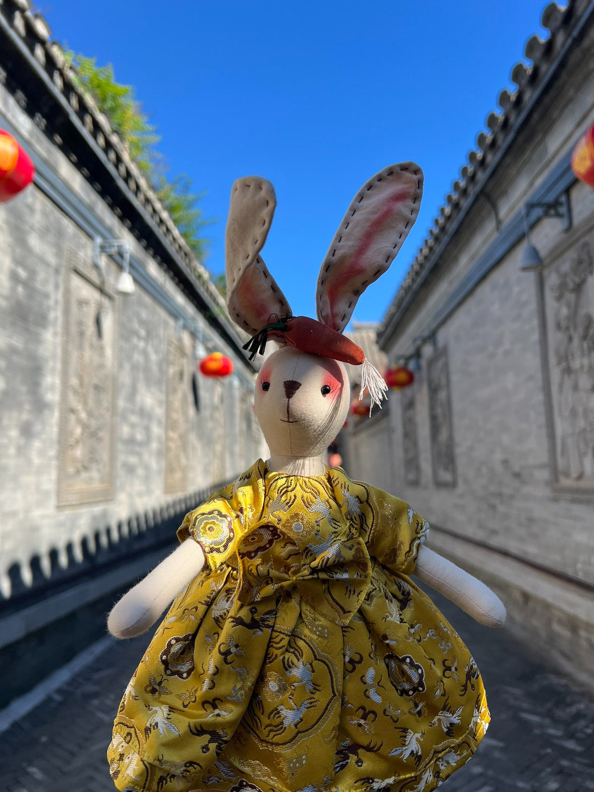 Handmade Rabbit Doll Song Brocade Dress