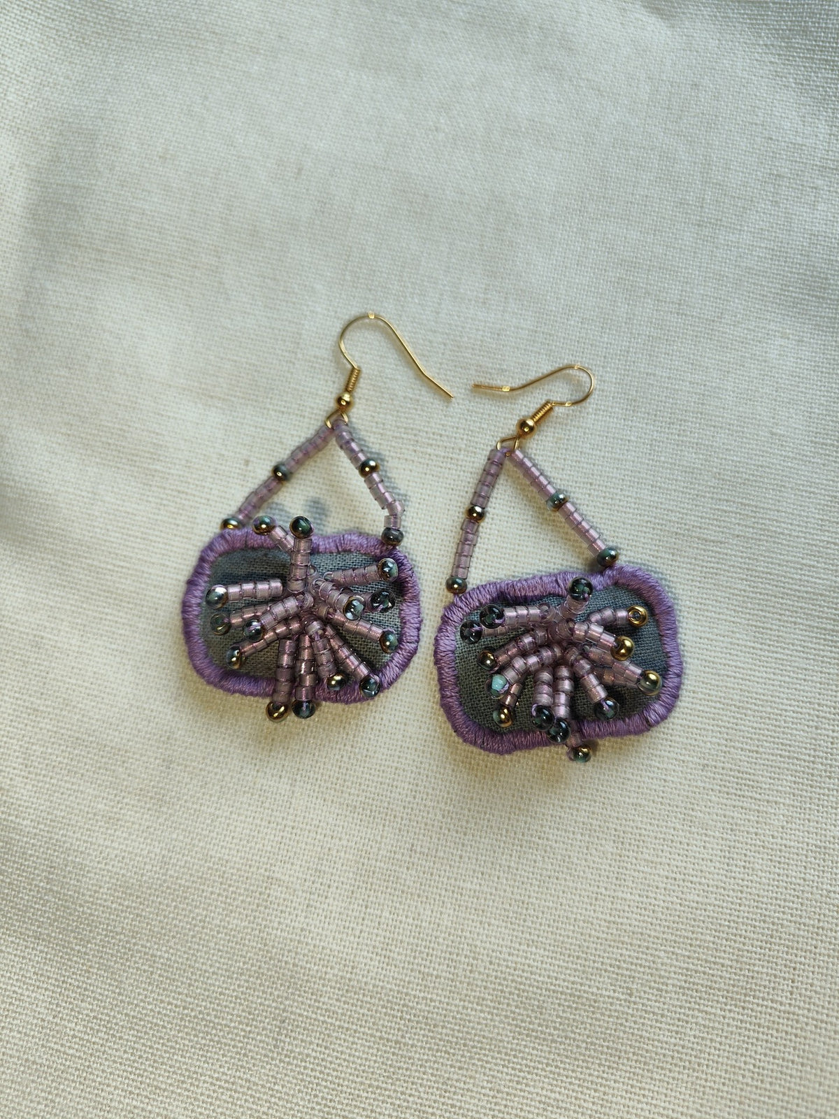 Handcrafted Fabric Earrings with Beaded Design