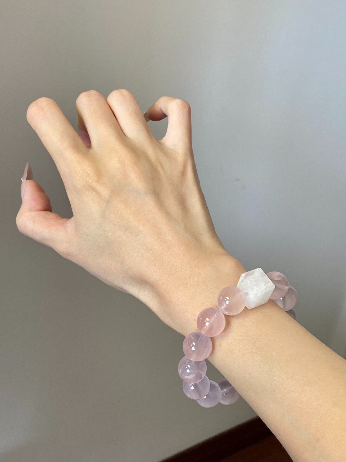 Rose Quartz Phantom Crystal Beaded Bracelet