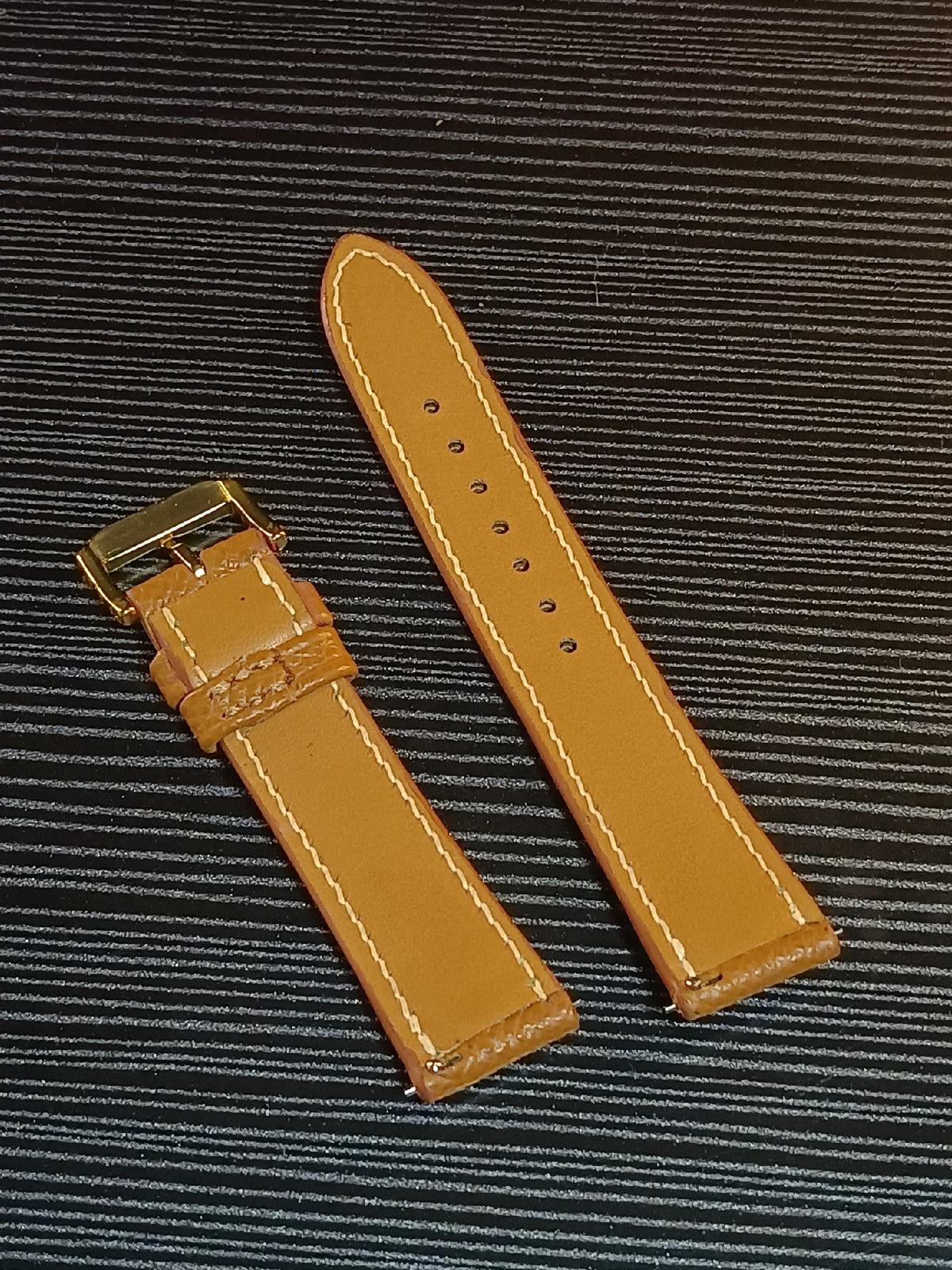 Epsom Leather Watch Strap 20mm Gold Brown
