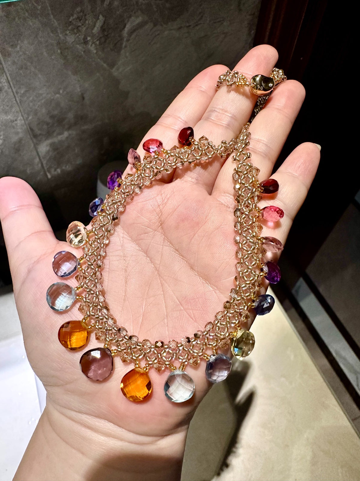 Handmade Quartz Gemstone Necklace Ten Colors