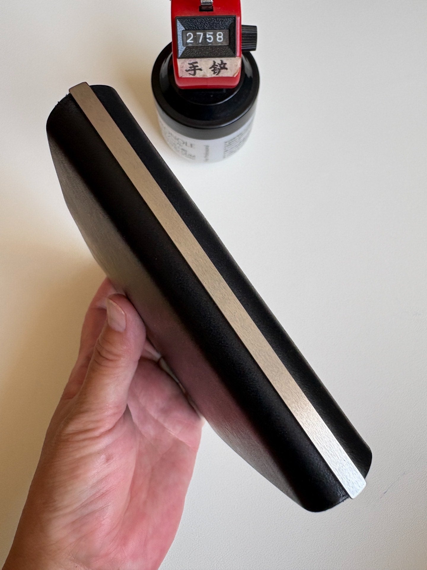 Black Leather Binder with Silver Ring Mechanism