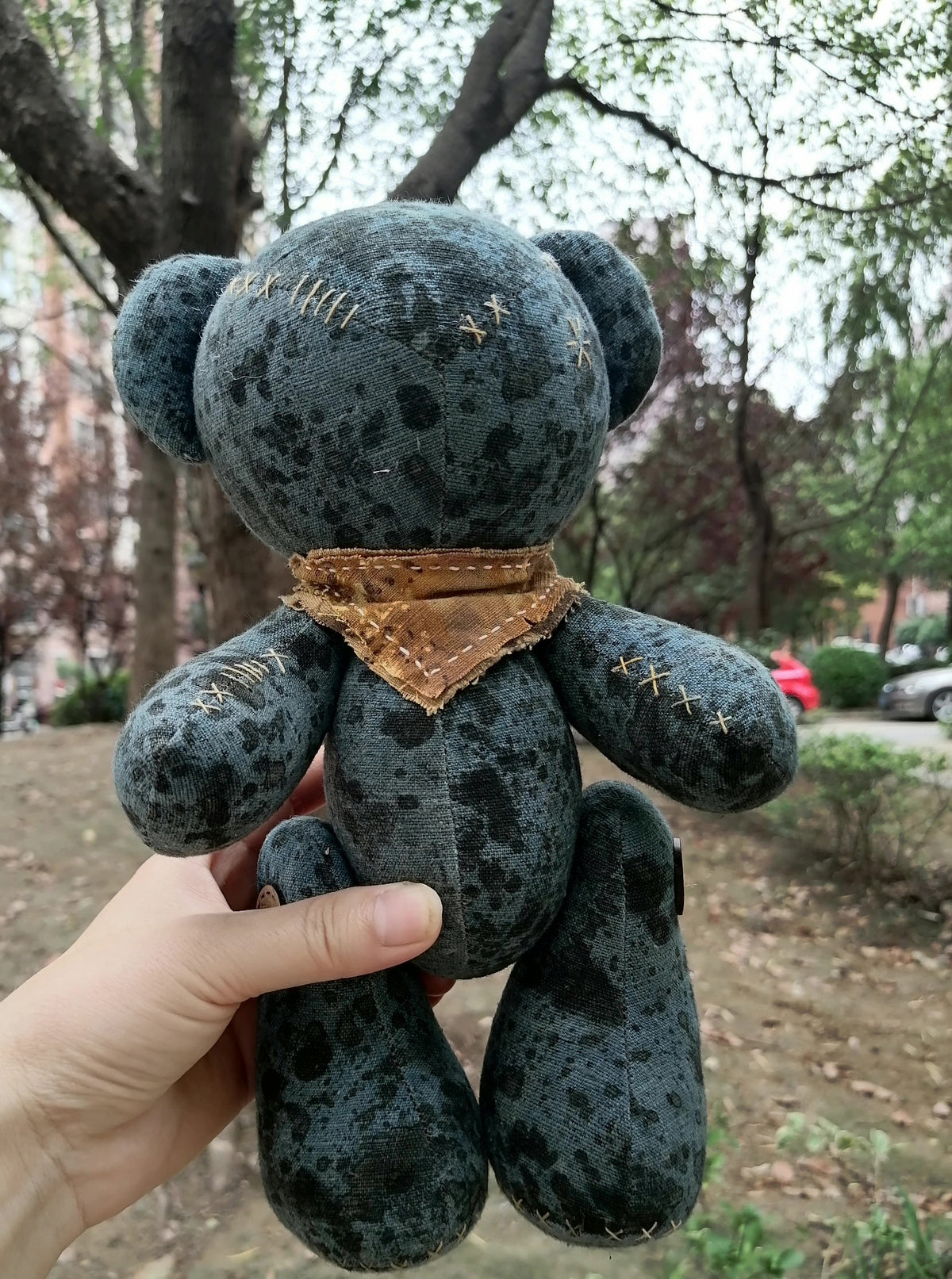 Handmade Cloth Bear with Jointed Limbs 27cm