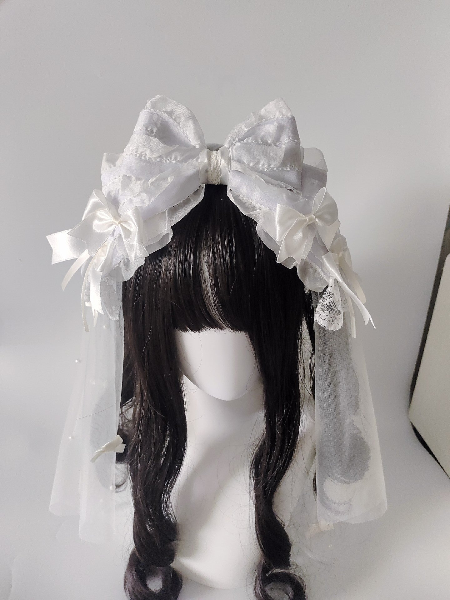 Lolita Pearl Bow Headband with Detachable Veil