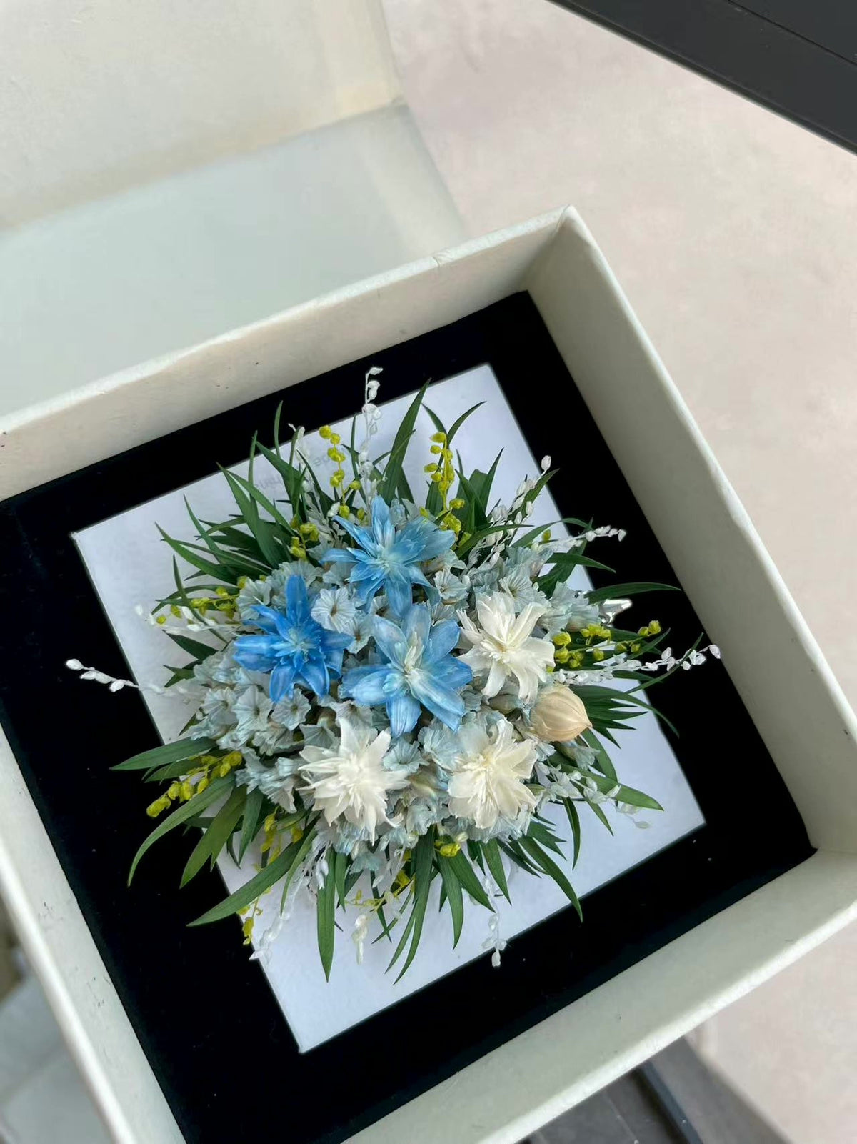 Preserved Flower Hair Clip Pink Blue