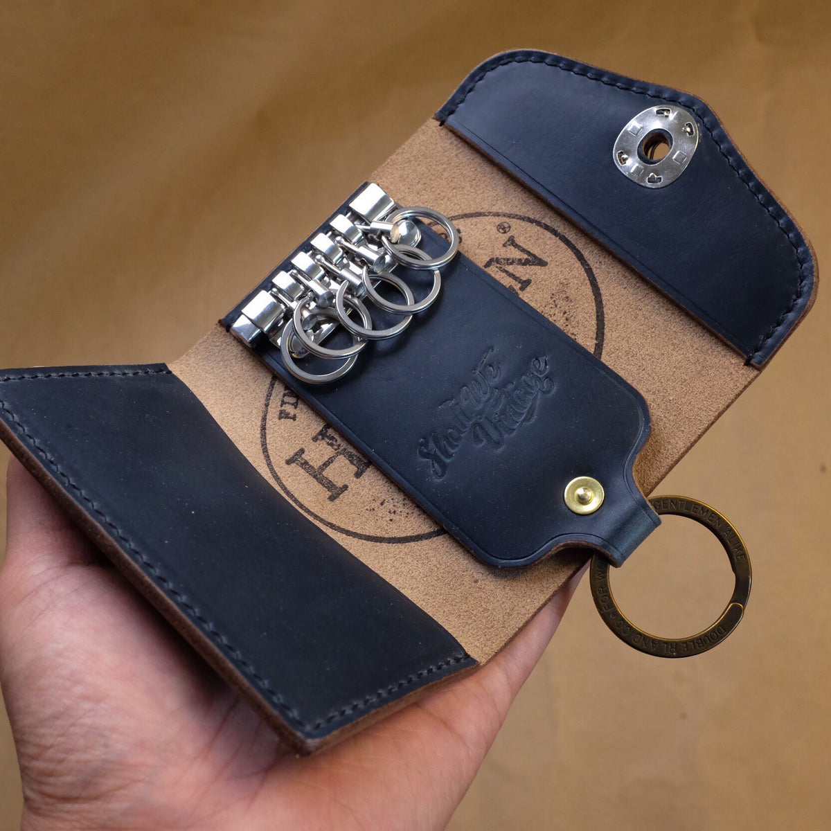 Navy Horween CXL Leather Key Holder