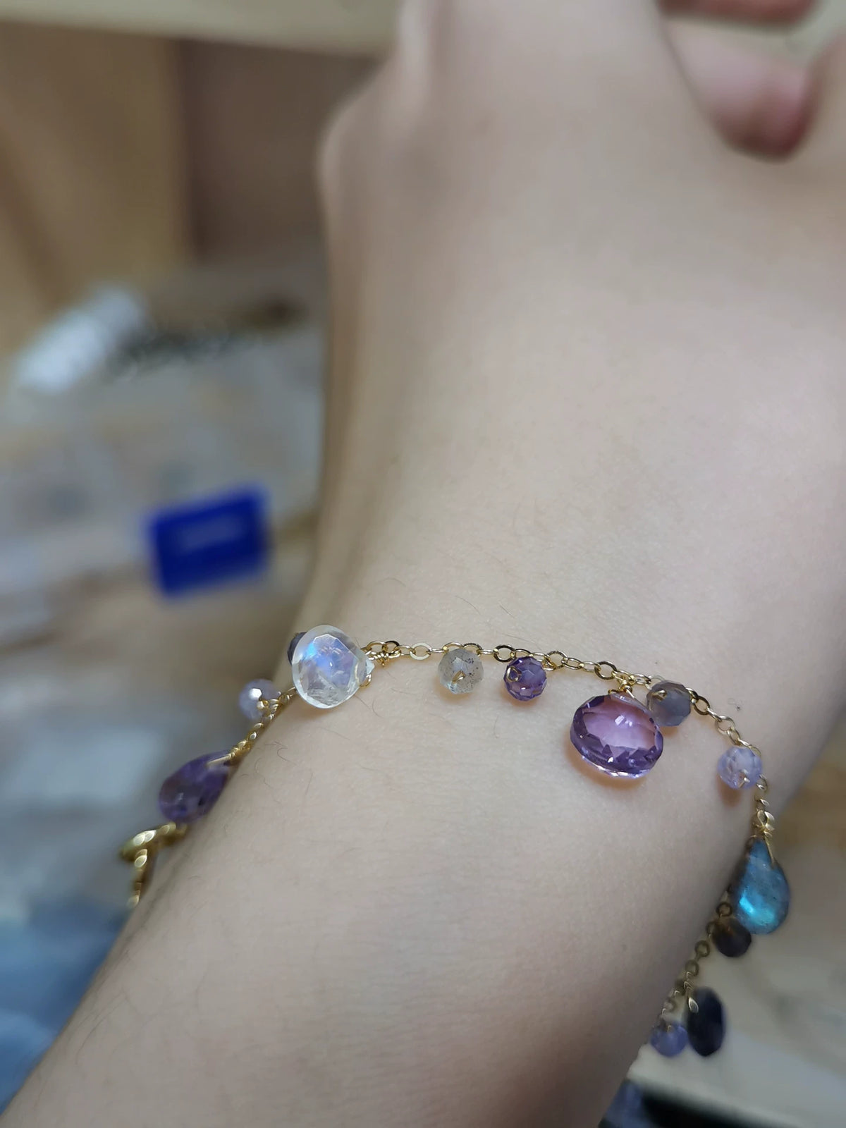 Amethyst Mondstein Labradorit Charmarmband