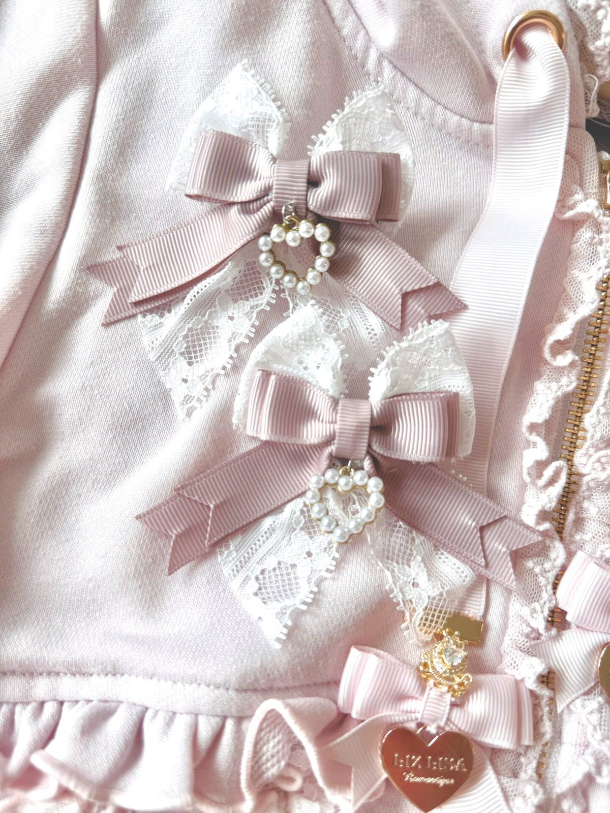 Pair of Pearl Heart Bow Hair Clips